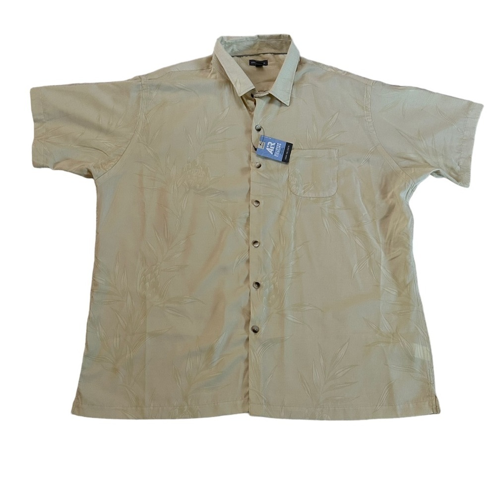 Van Heusen Yellow Vanilla All Over Cooling Short Sleeve Shirt Size XXL
